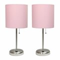 Diamond Sparkle Stick Lamp with USB charging port and Fabric Shade, Light Pink, 2PK DI2753551